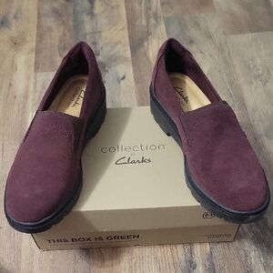 Clarks Burgundy Suede Daim Bourgogne Fonce
